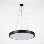 600mm Solid Surface Round Architectural LED Pendant Light – Slim Black Rim
