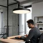 600mm Solid Surface Round Architectural LED Pendant Light – Slim Black Rim - Image 2