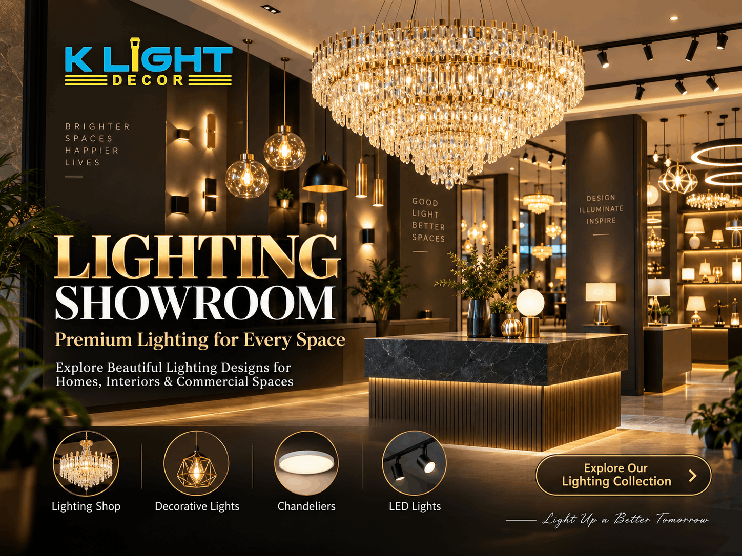 Premium Lighting Showroom with modern decorative and LED lighting